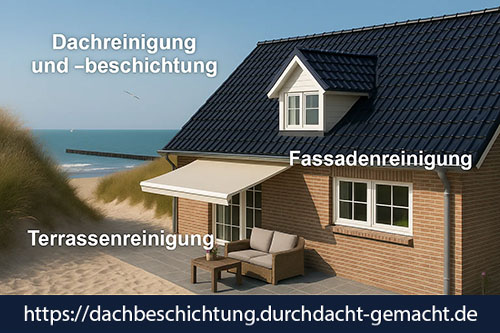 Ferienhaus mit Dachbeschichtung, Fassadenreinigung und Terrassensanierung – durchdacht gemacht von Duchdacht-Gemacht David Tessenow Modern saniertes Ferienhaus an der Ostsee mit Dachreinigung, Fassadenbeschichtung und gepflegter Terrasse