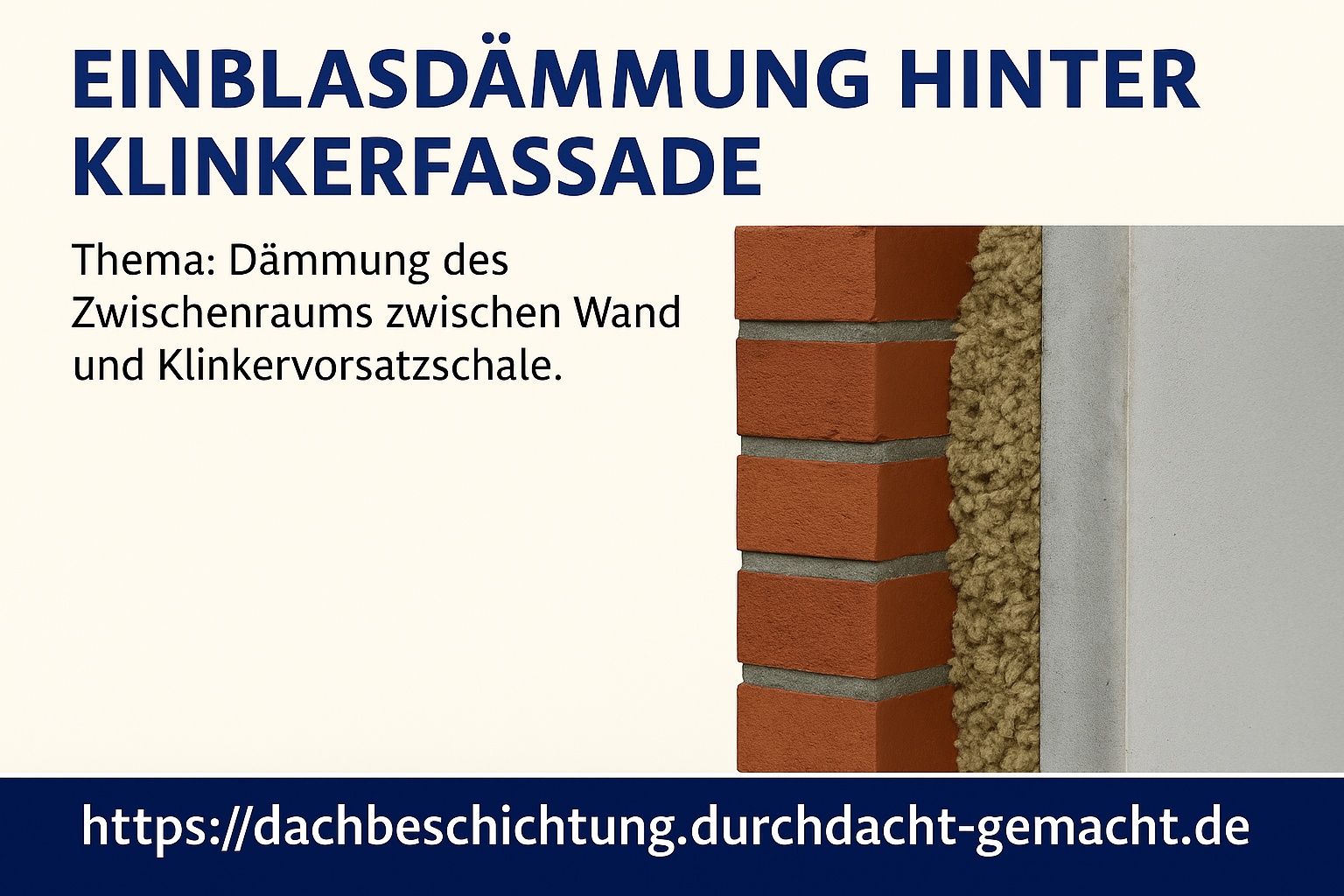 Querschnitt einer Klinkerfassade mit eingeblasener Dämmung aus Steinwolle im Zwischenraum zur Hauswand von Duchdacht-Gemacht David Tessenow