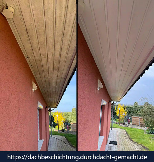 Unterschlag (Dachuntersicht) eines Einfamilienhauses in Nienhagen bei Rostock nach Reinigung, Schleifen und Neuanstrich mit Holzschutzfarbe. von Duchdacht-Gemacht David Tessenow